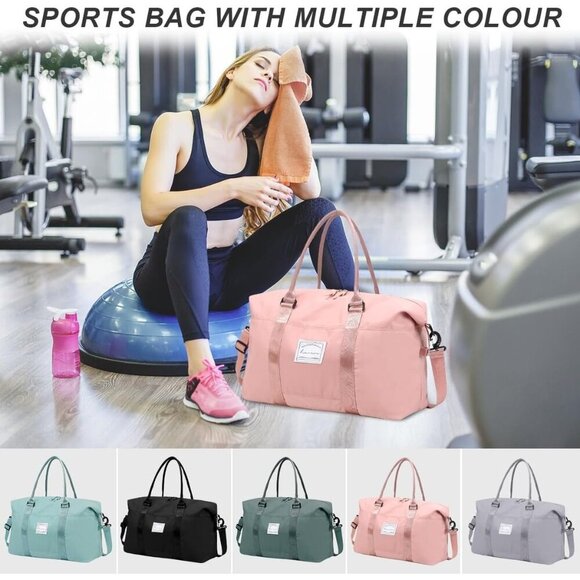 Waterproof Sports Travel Duffle Bag, Gym & Weekender Bag for Women with Strap - Picture 7 of 11